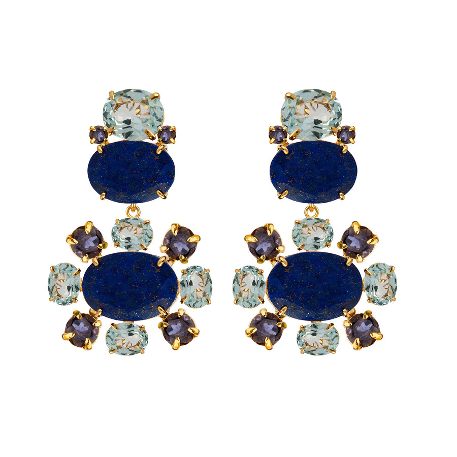 Iolite, Blue Quartz & Lapis Earrings
