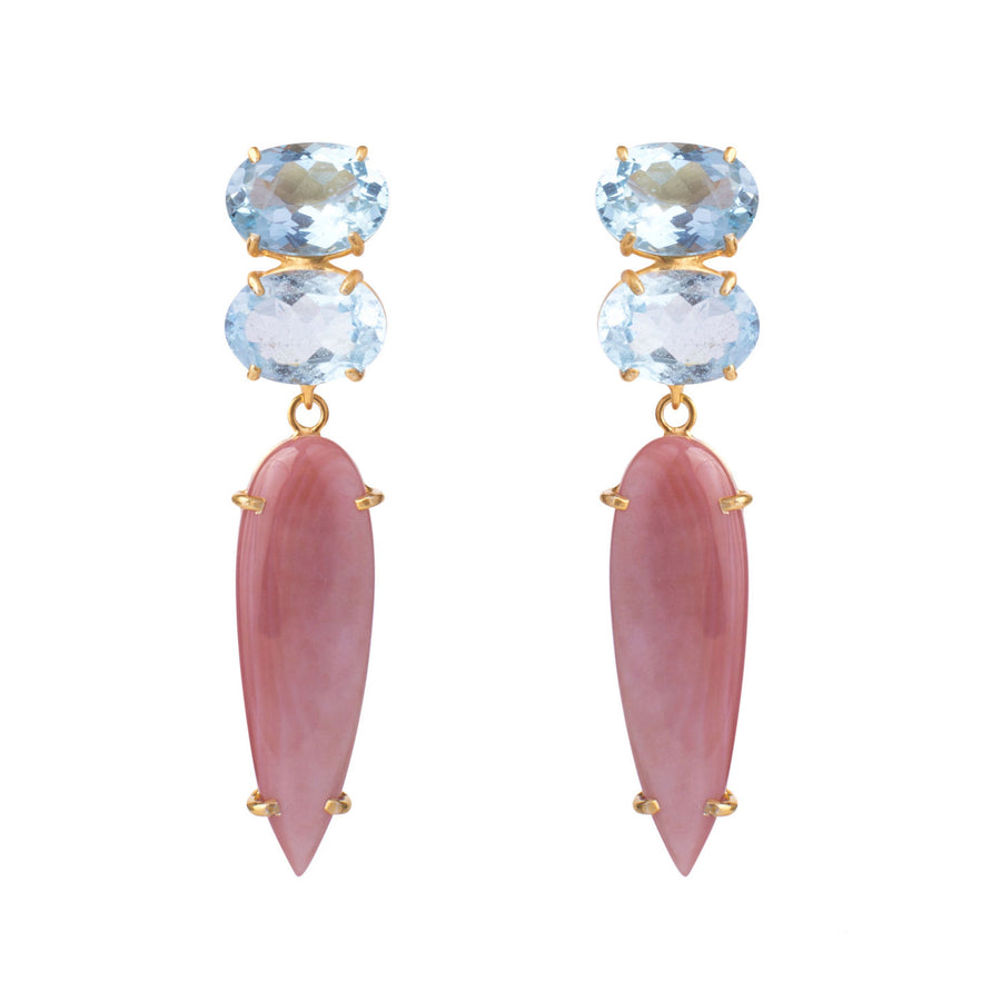 Blue Quartz & Pink Shell Earrings