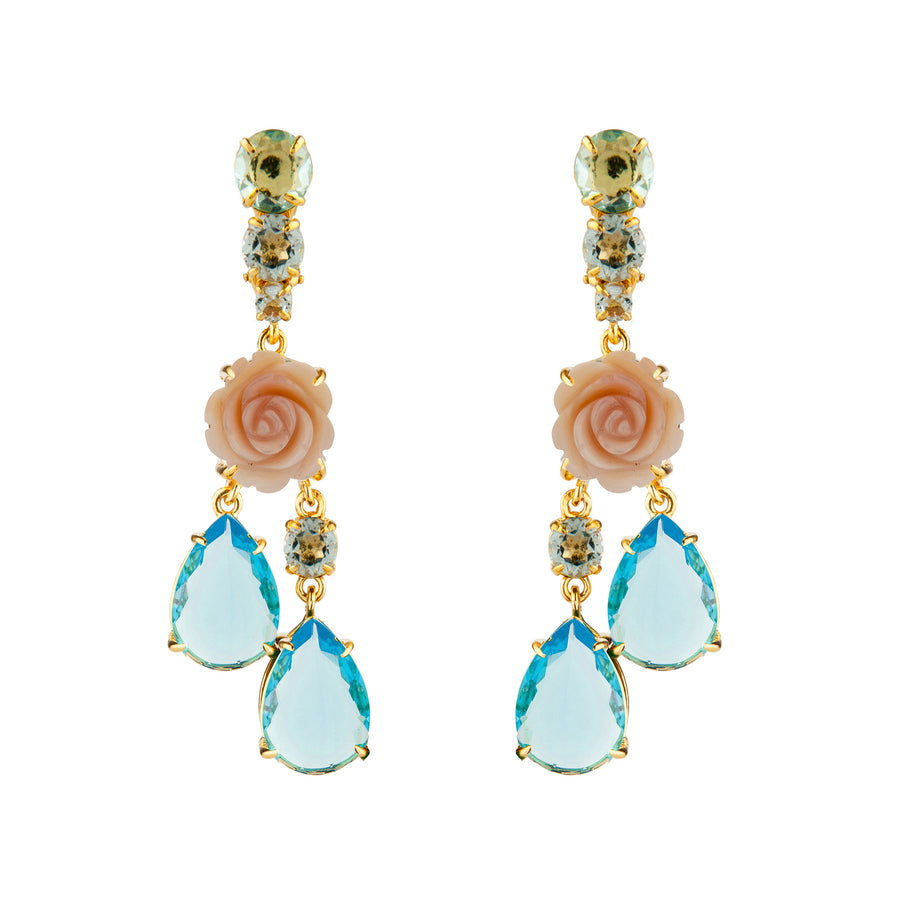 Blue Quartz & Pink Mother of Pearl Earrings