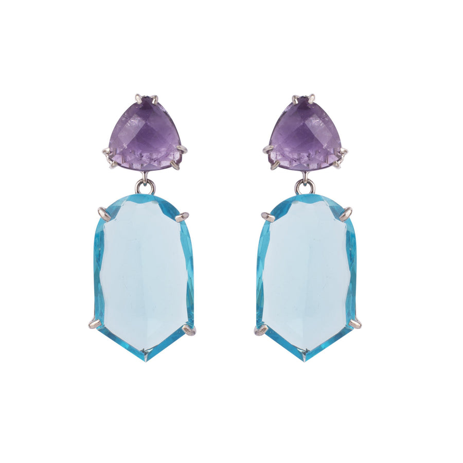 Amethyst & Blue Quartz Earrings