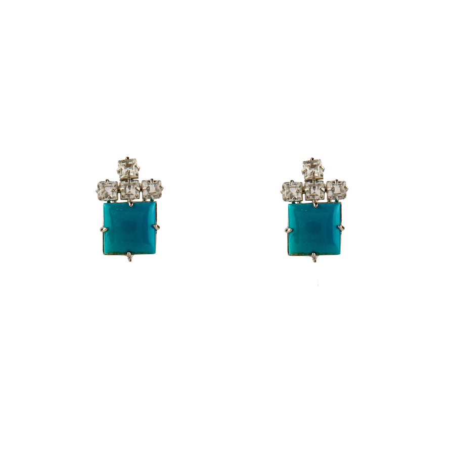 Turquoise & Clear Quartz Earrings