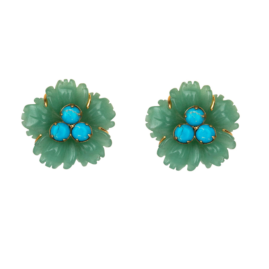 Green Aventurine Flower Earrings (more colors)
