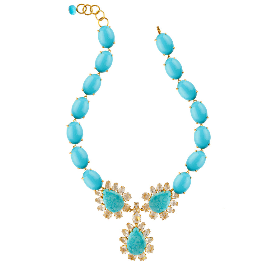 Turquoise & Clear Quartz Necklace (more colors)
