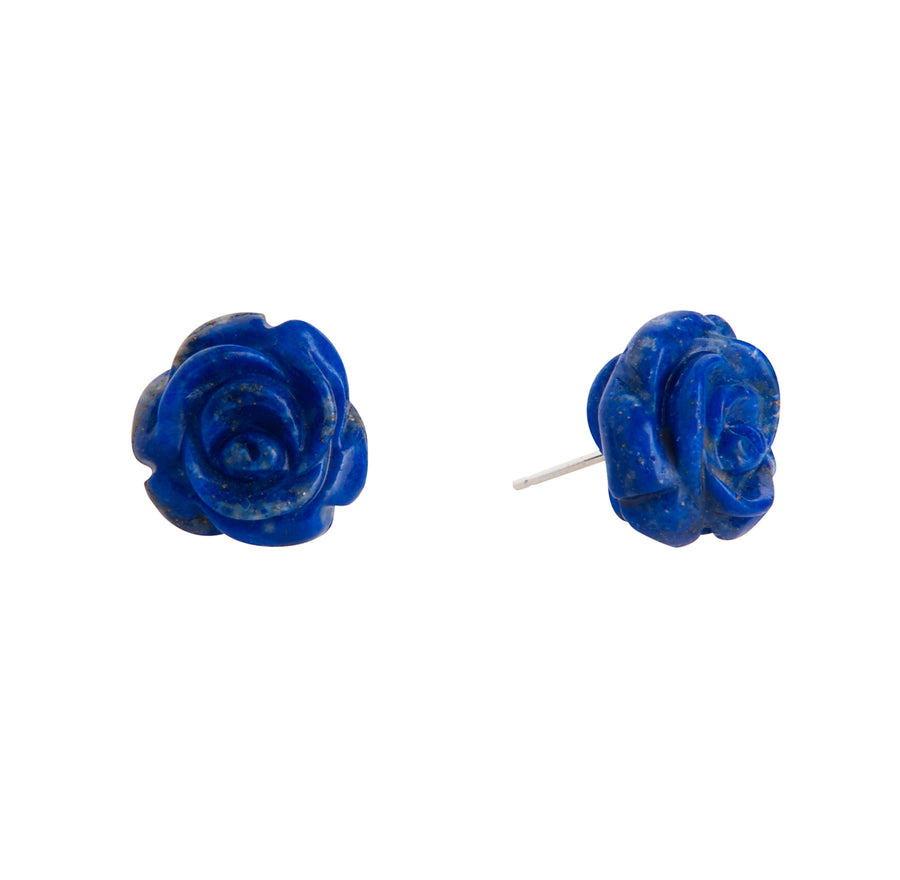 Lapis Flower Studs