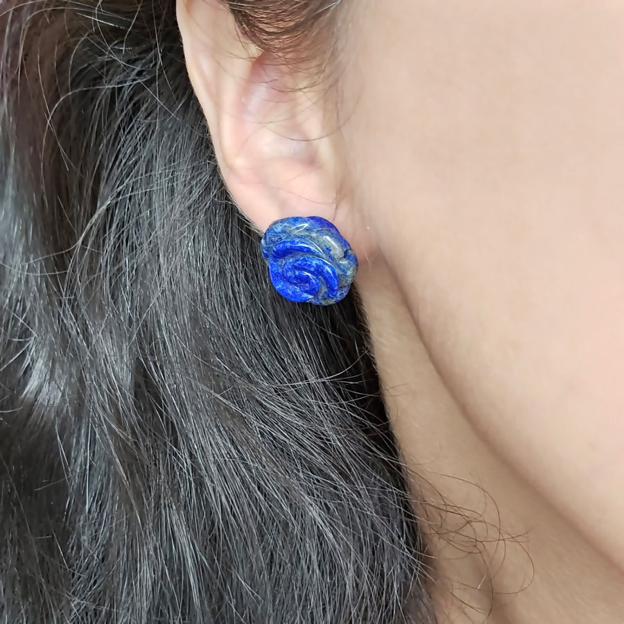 Lapis Flower Studs