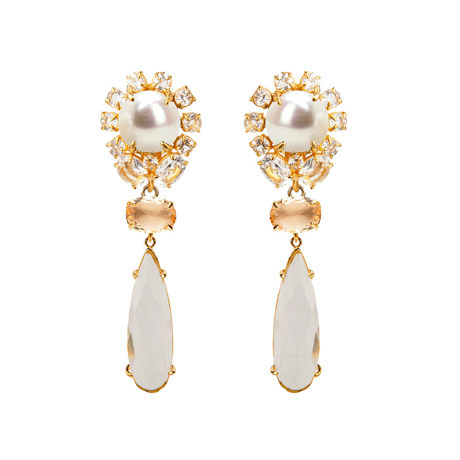 Pearl & Clear Quartz Earrings (more colors)