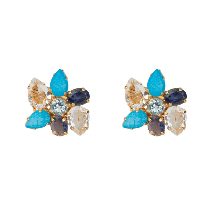 Turquoise, Clear Quartz & Iolite Buttons
