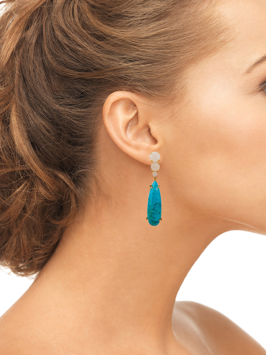 Moonstone & Turquoise Drop Earrings (more colors)