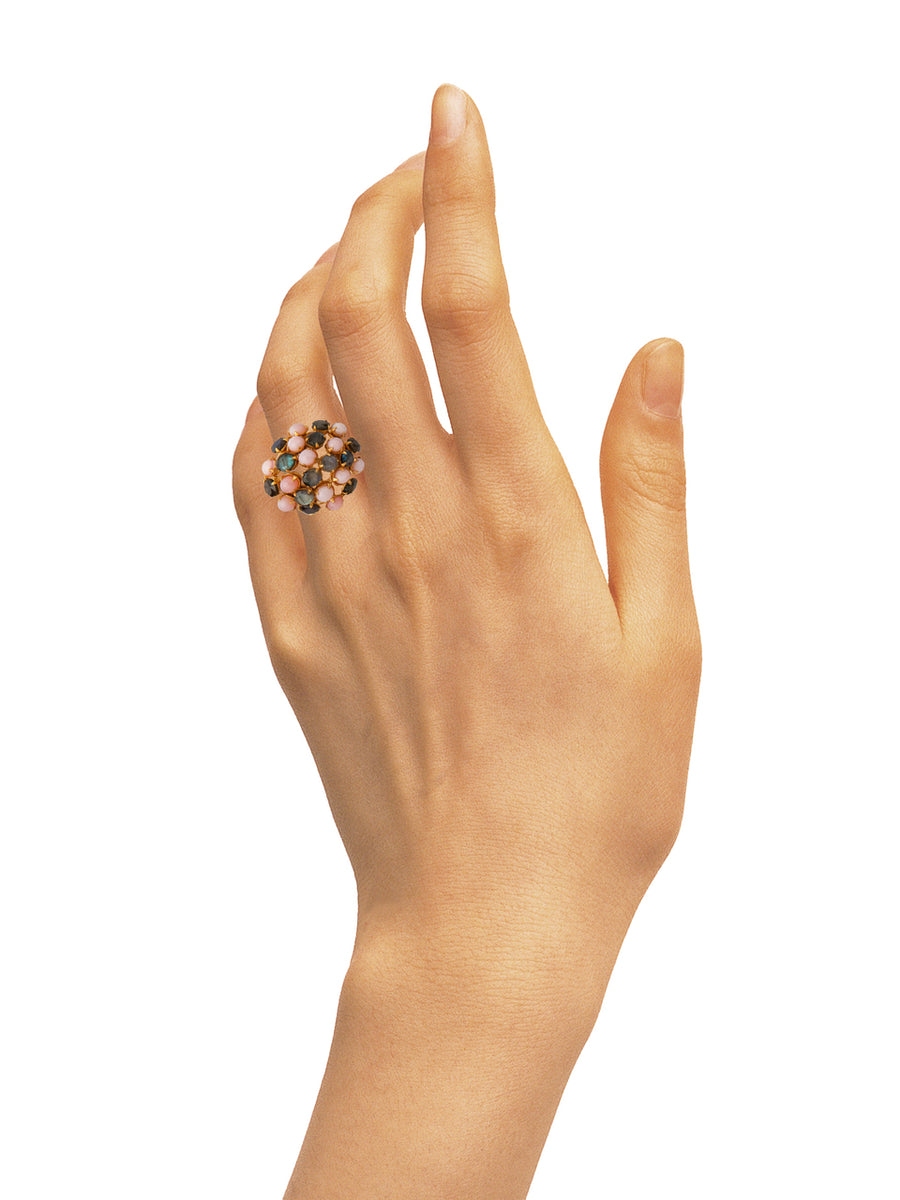 Pink Opal & Labradorite Ring