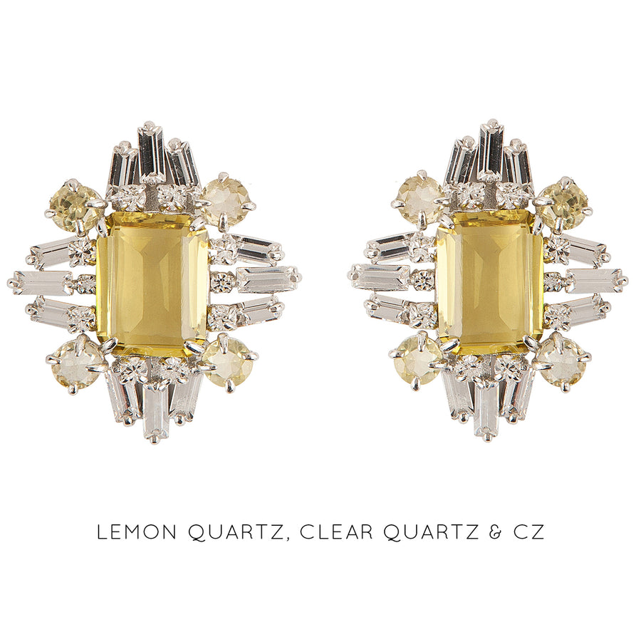 Lemon Quartz & CZ Buttons
