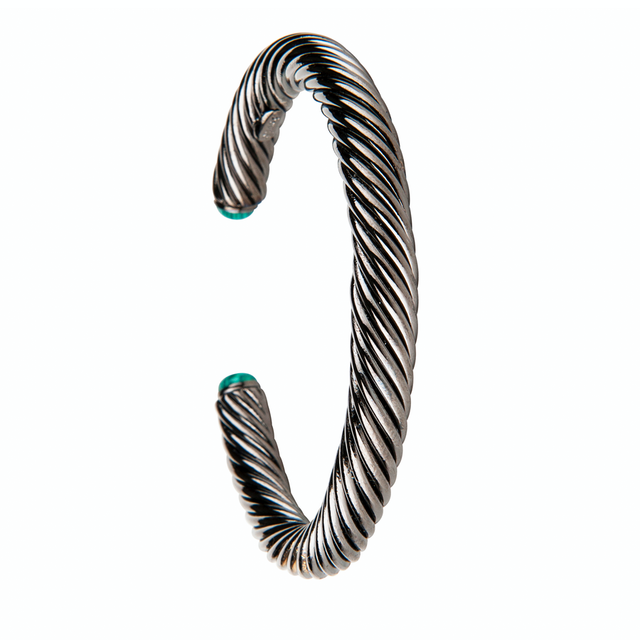 Malachite Black Rhodium Torsade Bangle