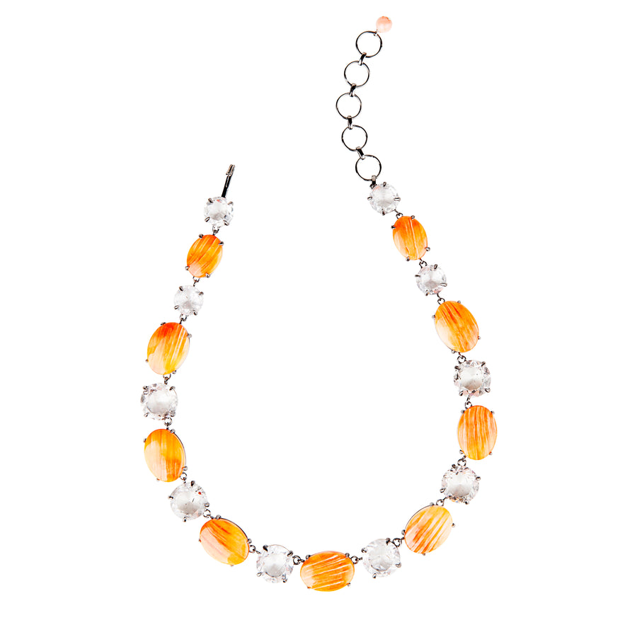Orange Spiny & Rutilated Quartz Necklace