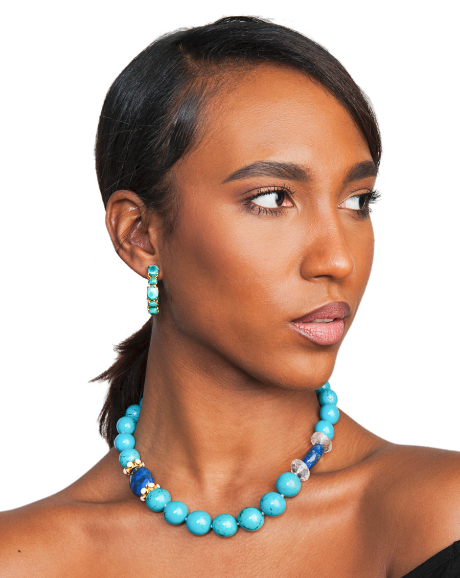 Turquoise, Lapis & Clear Quartz Necklace