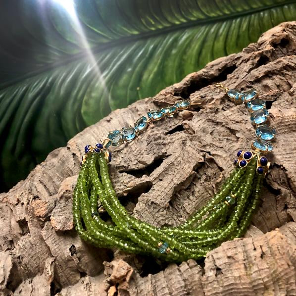 Peridot, Lapis  & Swiss Blue Quartz Necklace