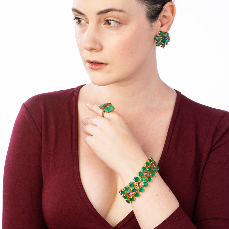 Green Onyx & Amethyst Bracelet
