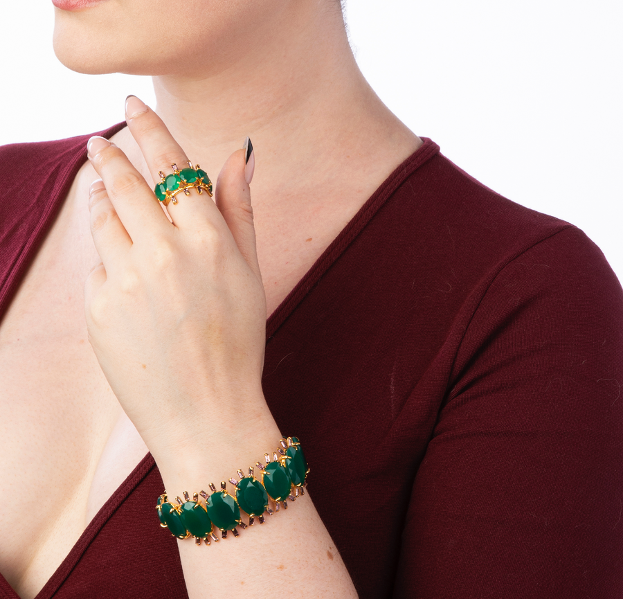 Amethyst & Green Onyx Cuff