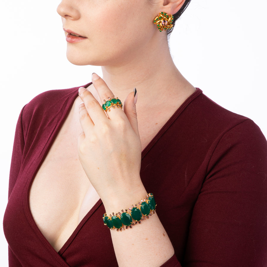 Amethyst & Green Onyx Ring (more colors)