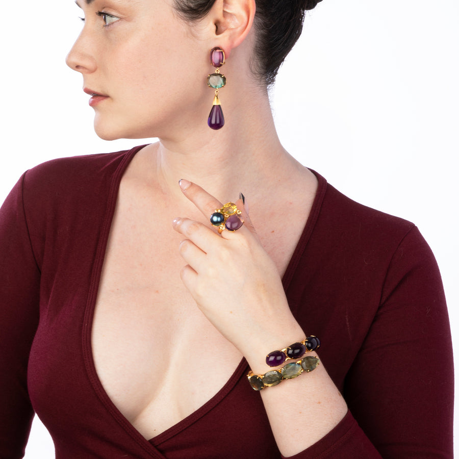 Labradorite & Amethyst Earrings