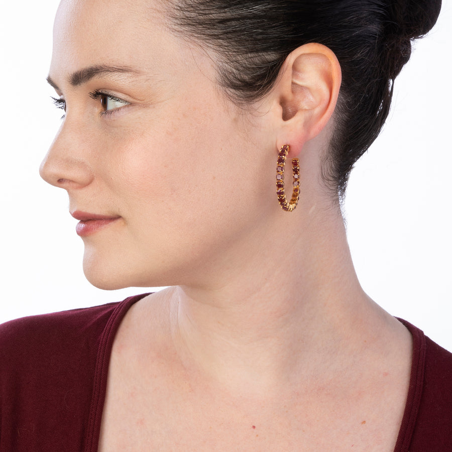 Red Corundum & Ruby Hoops SET