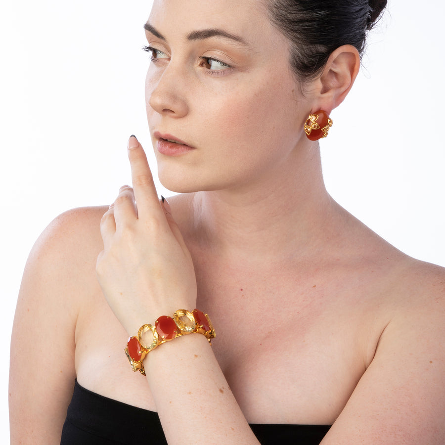 Carnelian & Lemon Quartz Cuff
