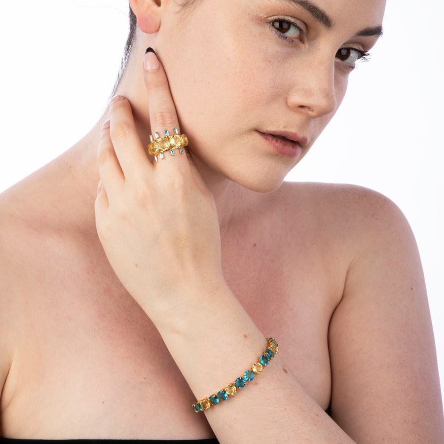Blue Quartz & Lemon Quartz Bracelet