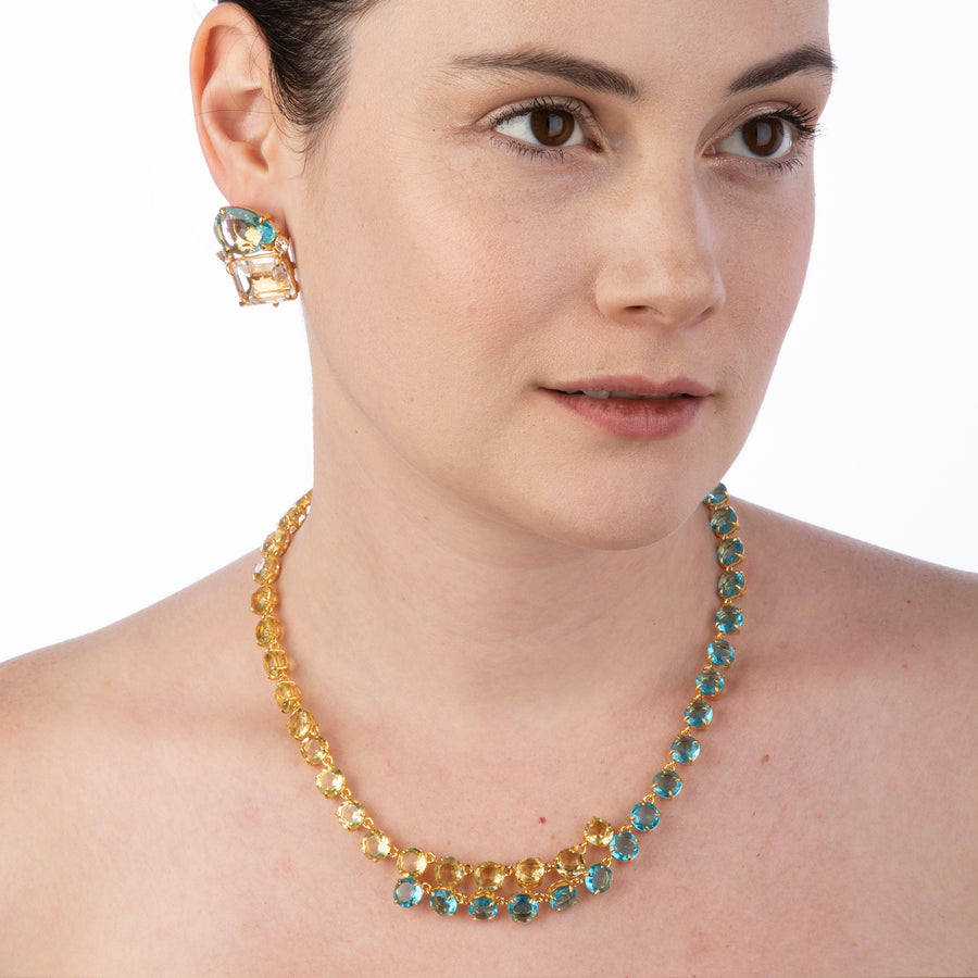 Lemon Quartz & Blue Quartz Necklace