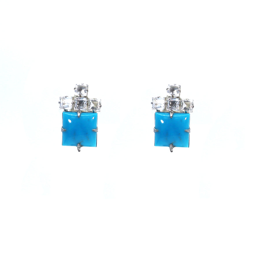 Clear Quartz & Turquoise Earrings