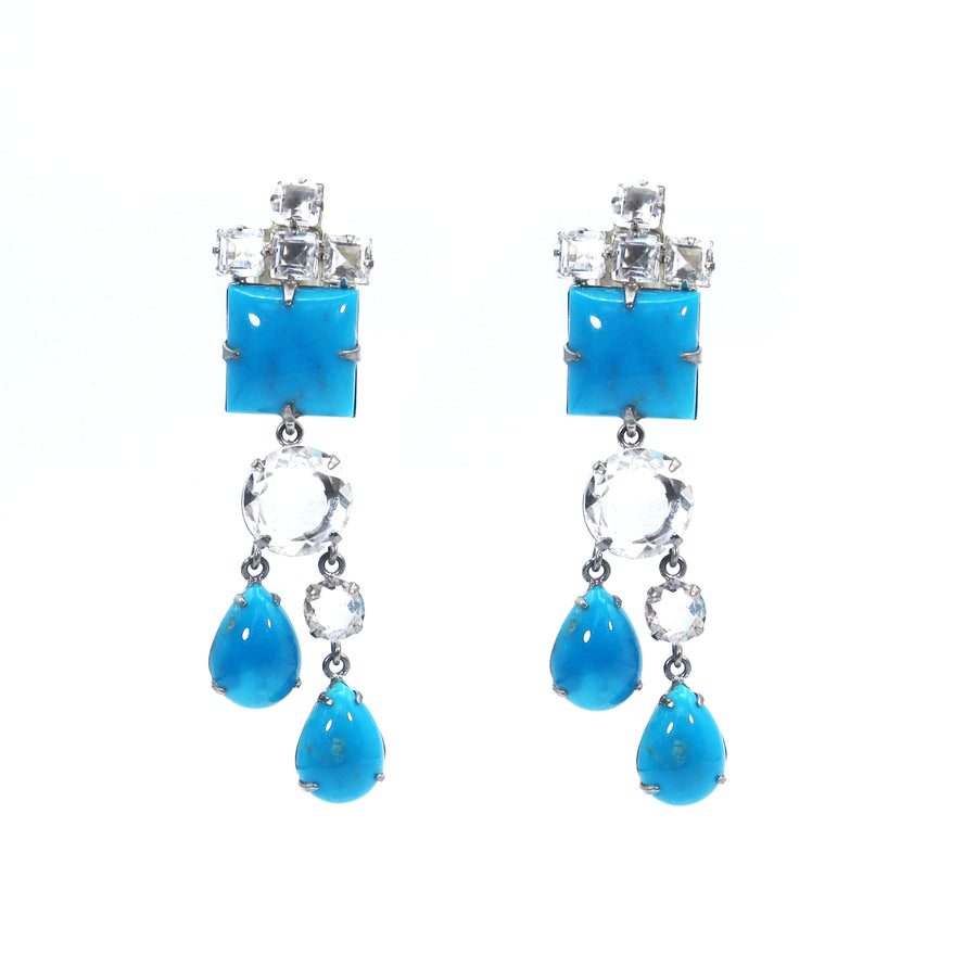 Clear Quartz & Turquoise Earrings