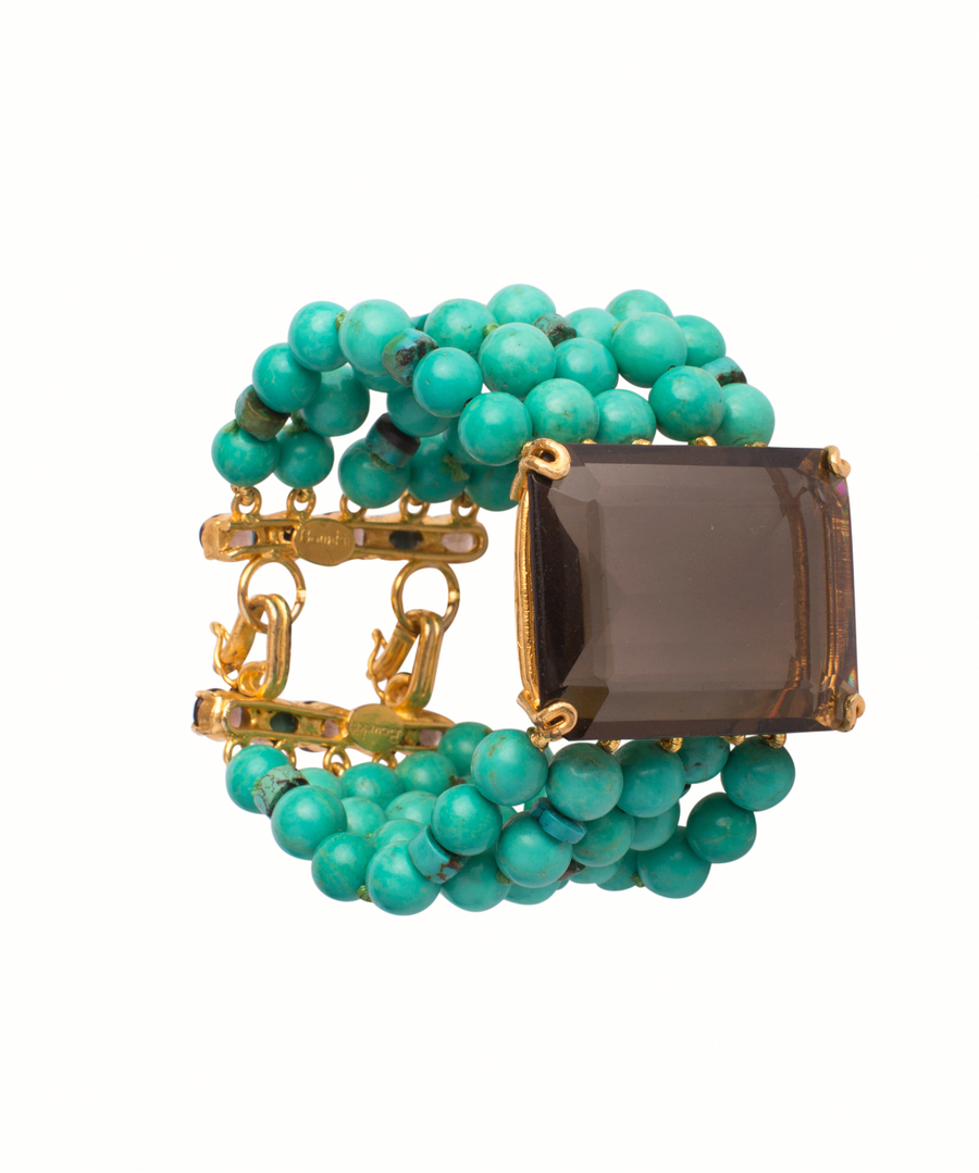 Smoky Quartz & Turquoise Bracelet