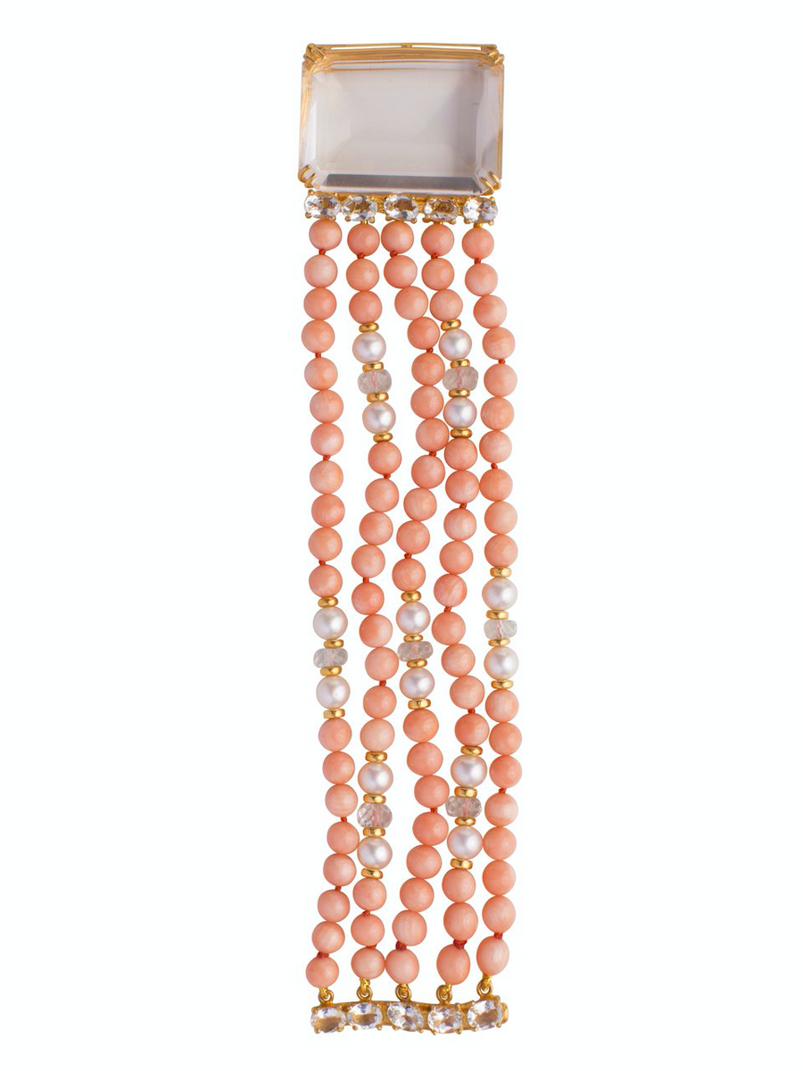 Bamboo Coral & Clear Quartz Bracelet