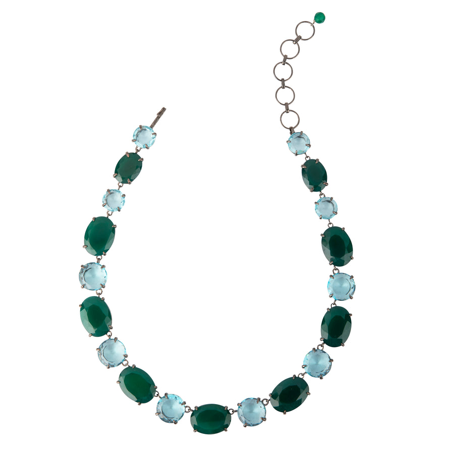 Blue Quartz & Green Onyx Necklace