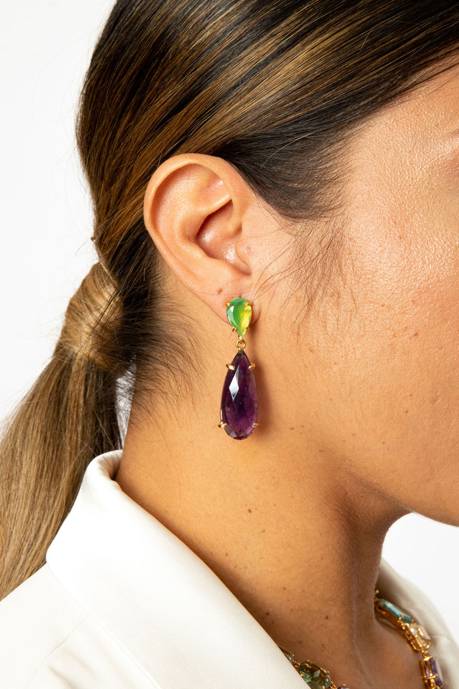 Chrysoprase & Amethyst Earrings (more colors)