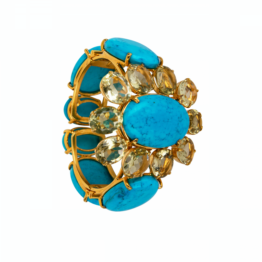 Lemon Quartz & Turquoise Cuff