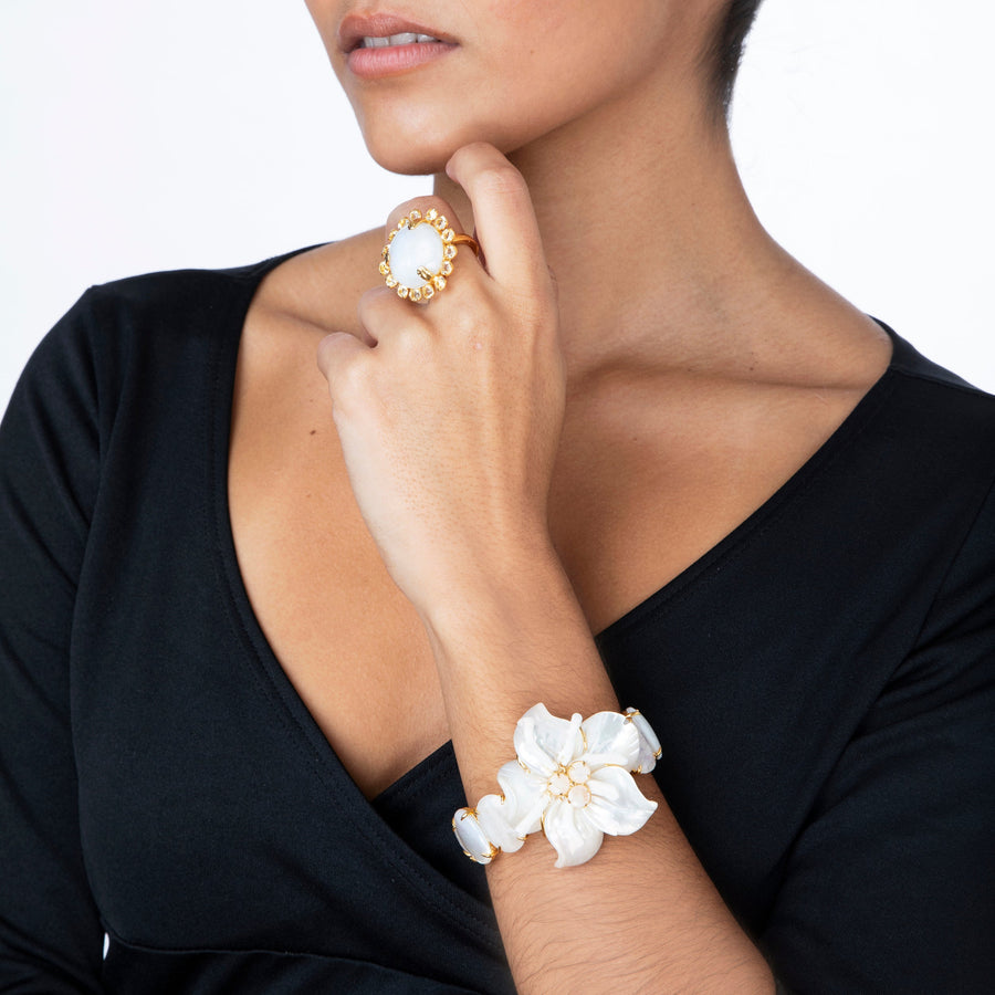 Coral & M.O.P Flower Cuff