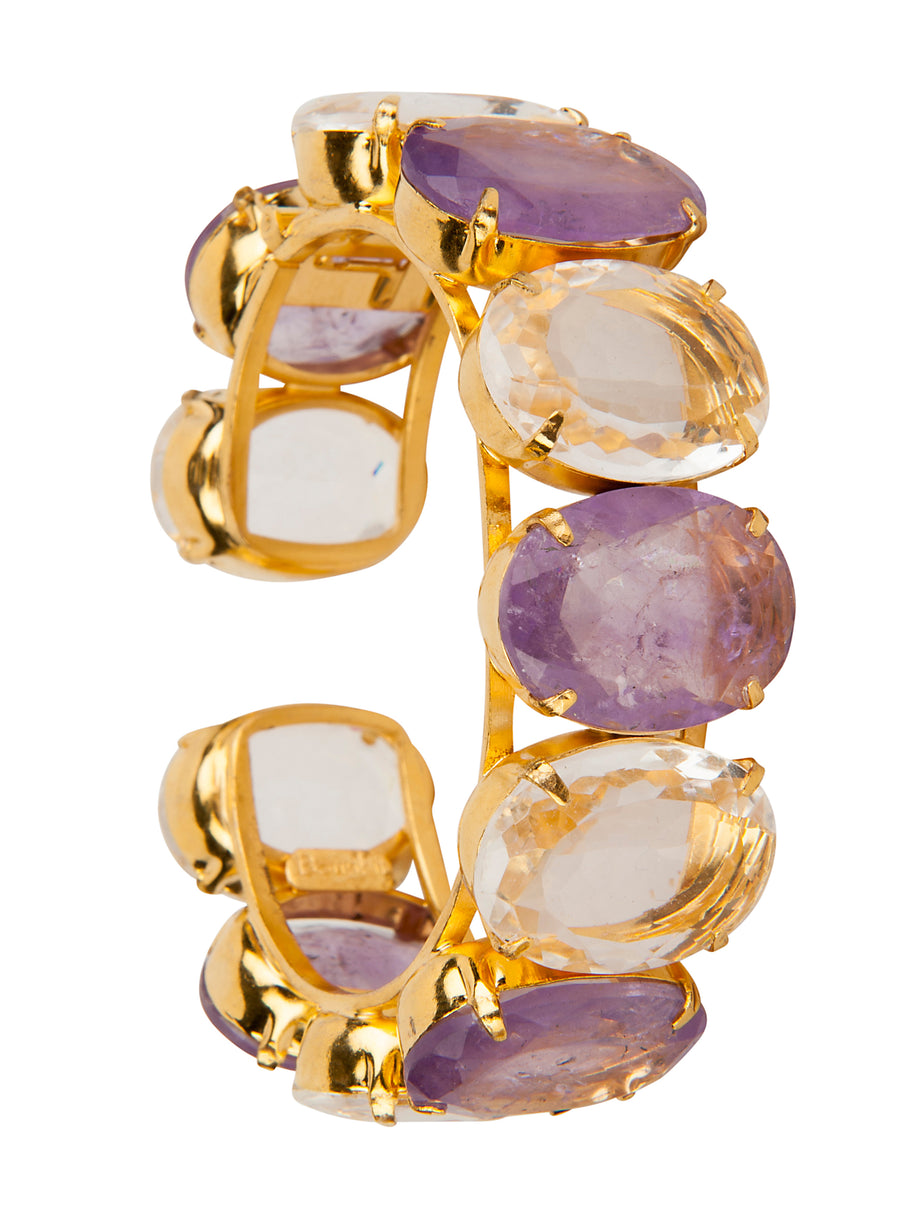 Amethyst & Rose Quartz Hinged Cuff