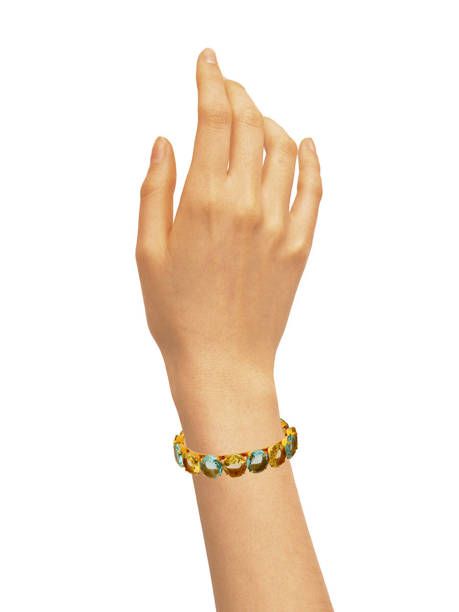 Lemon Quartz & Blue Quartz Hinged Cuff