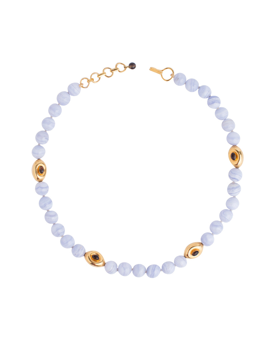 Smoky Quartz, Iolite & Blue Lace Statement
