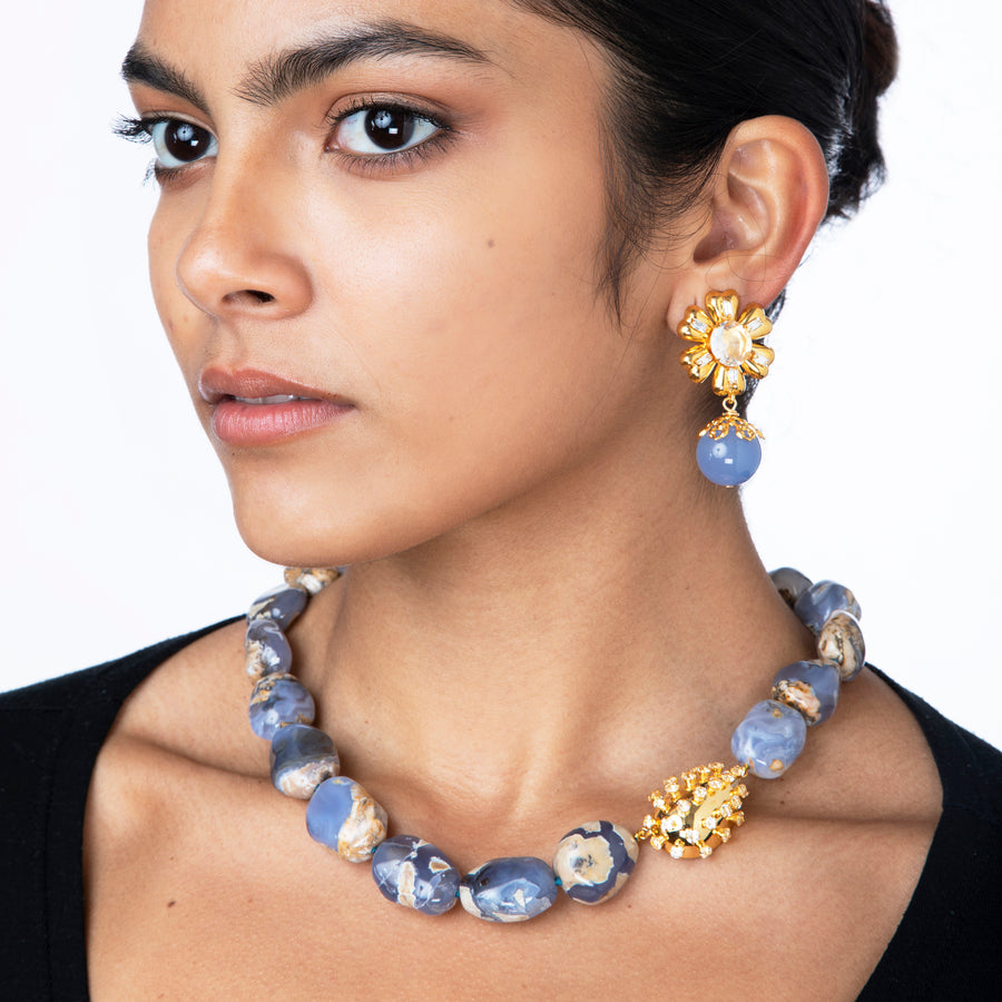 Chalcedony Flower Earrings