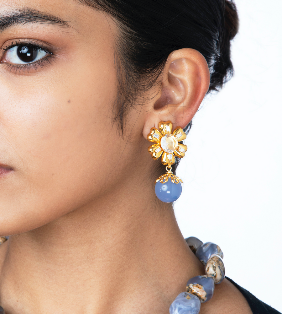 Chalcedony Flower Earrings