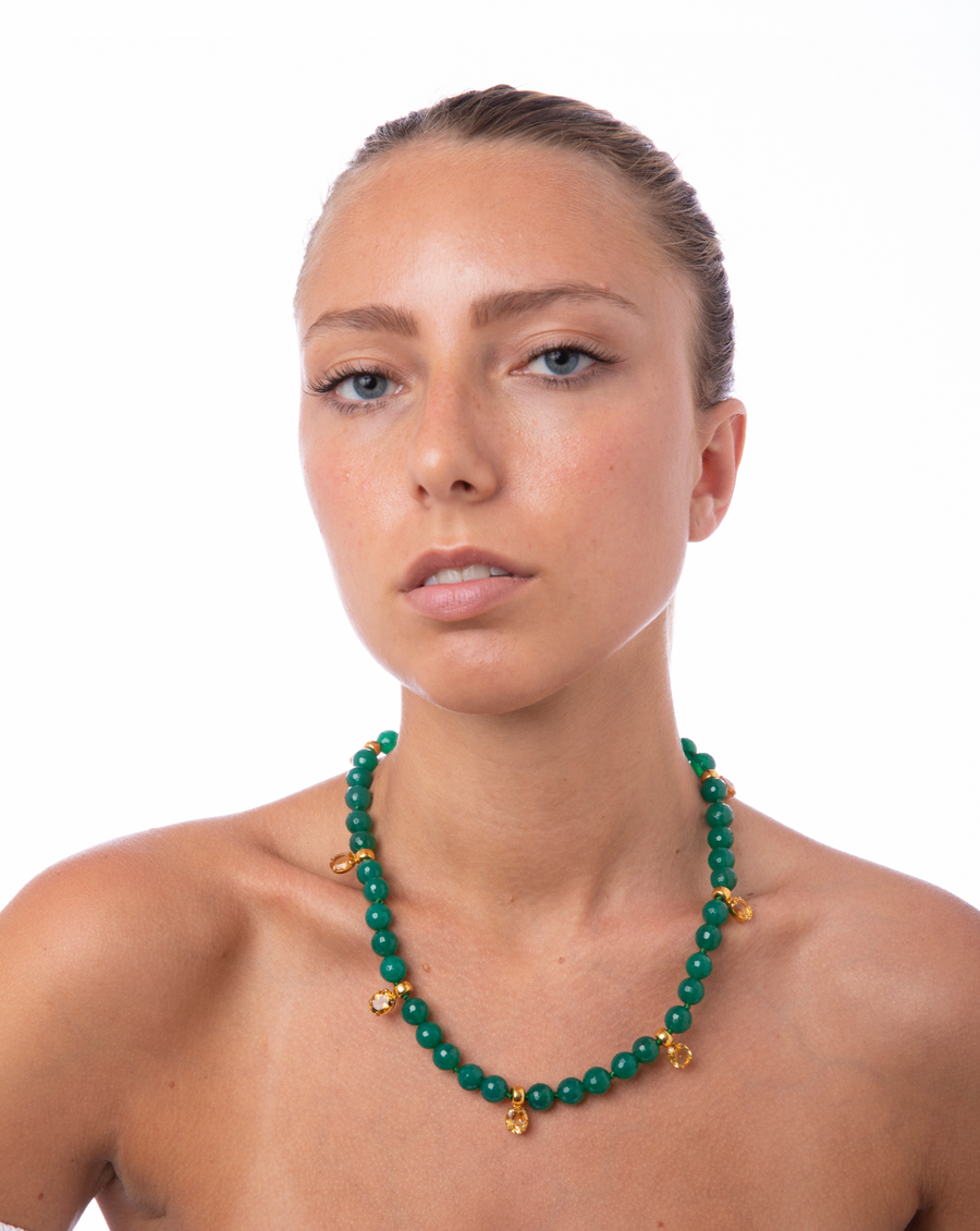 Lemon Quartz & Green Onyx Necklace