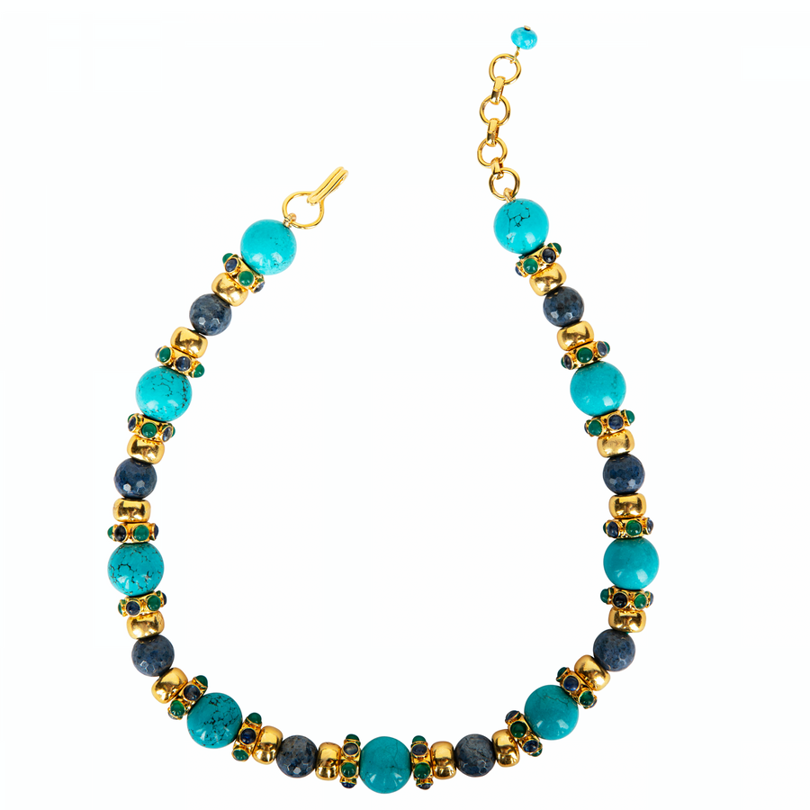 Turquoise, Lapis & Green Onyx Necklace