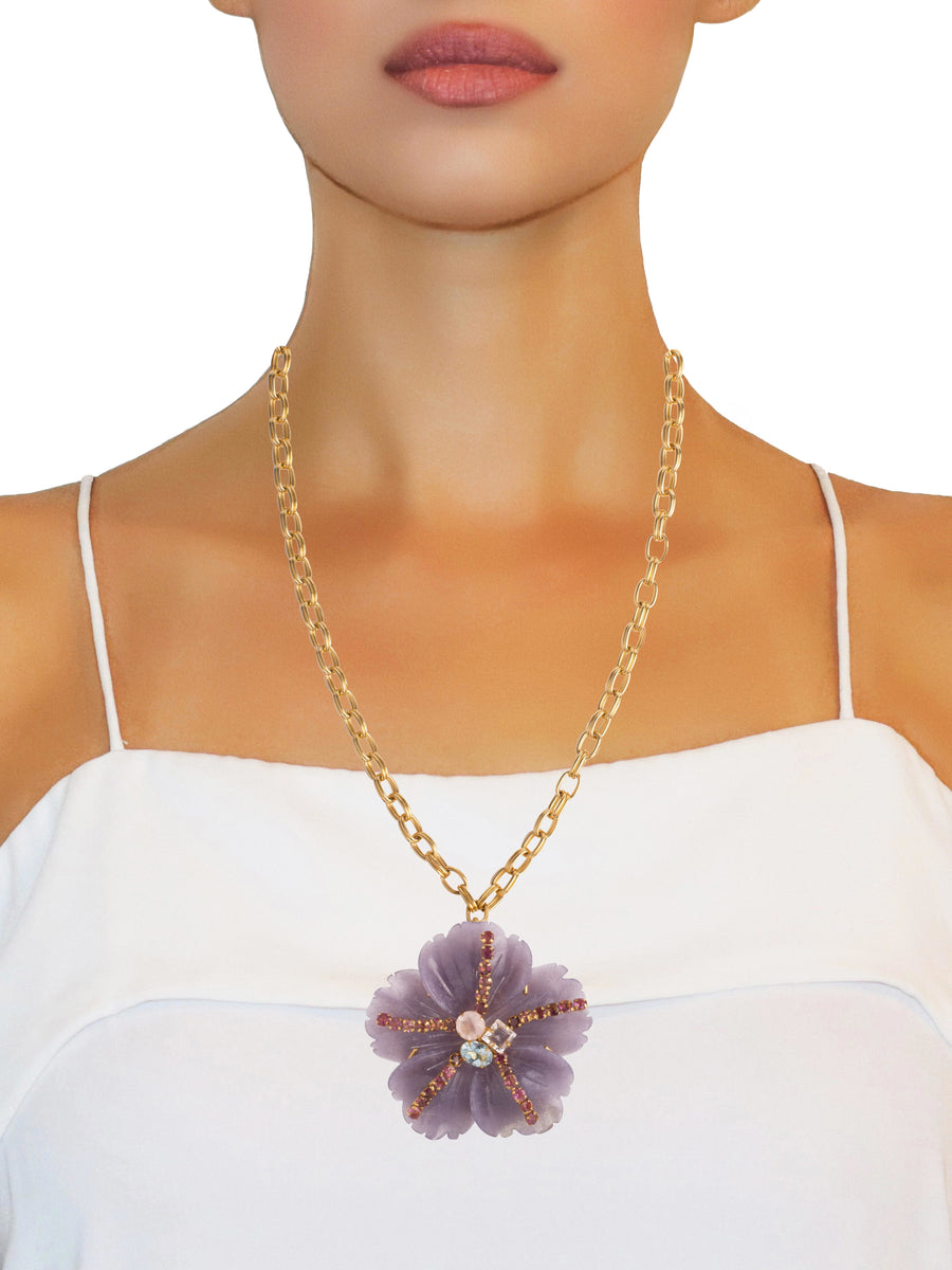 Blue Aventurine, Amethyst & Blue Topaz Necklace
