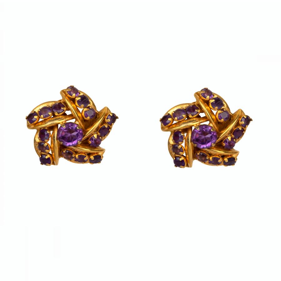 Amethyst Flower Studs