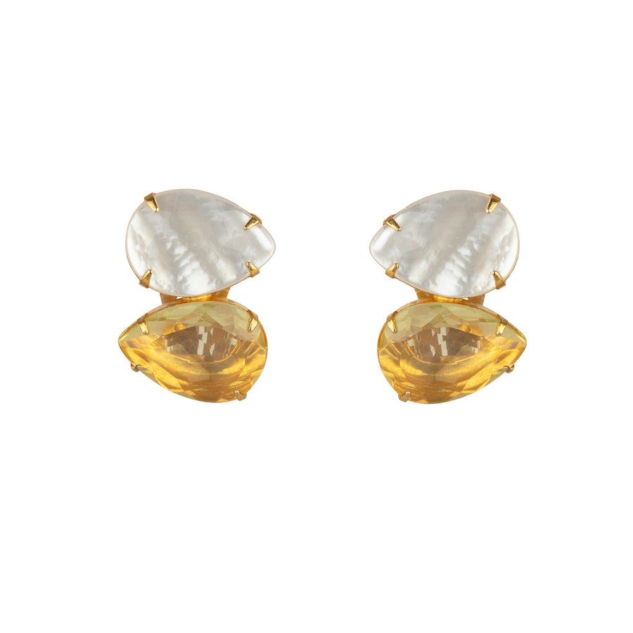 Mother of Pearl & Lemon Quartz Button