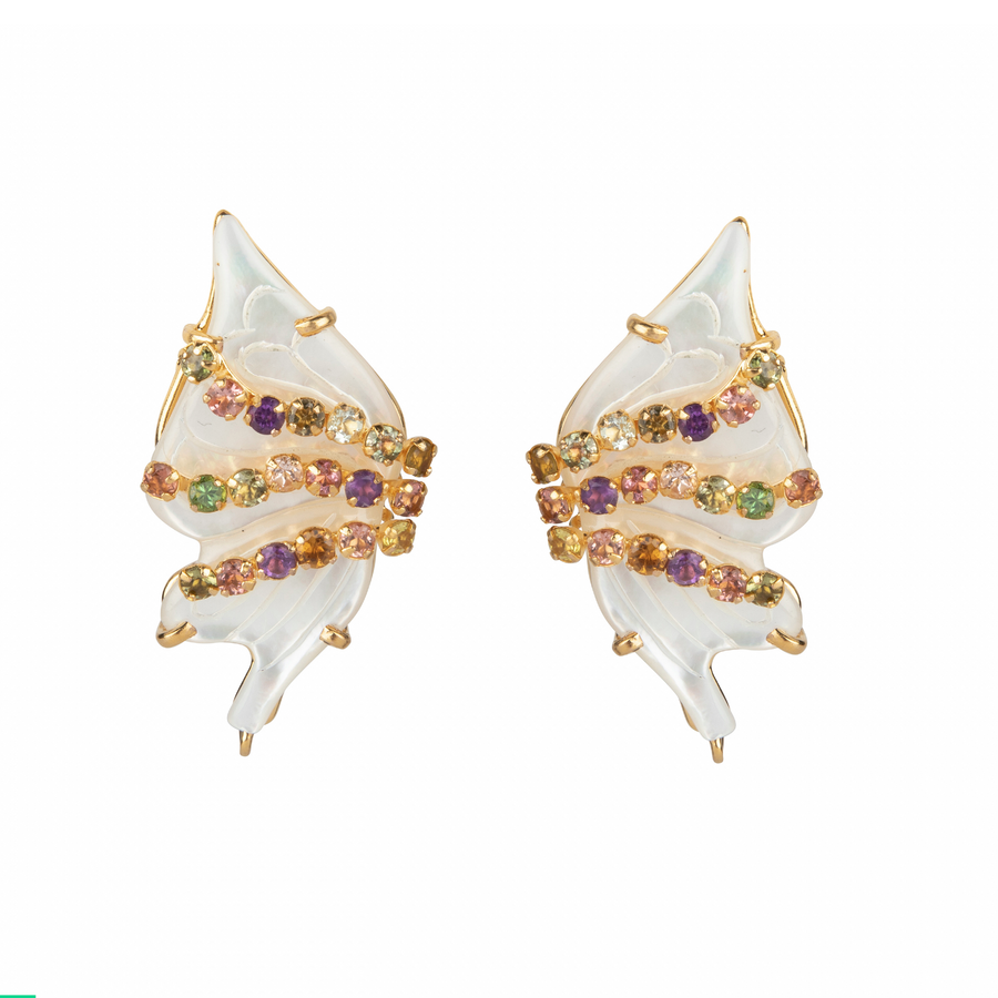 Mother of Pearl & Tourmaline Butterfly Studs