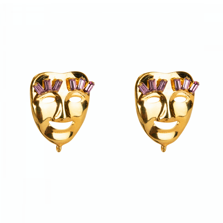 Tragedy Face Amethsyt Studs