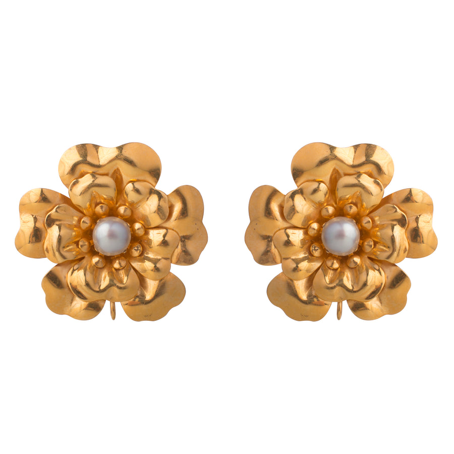 Pearl Flower Studs