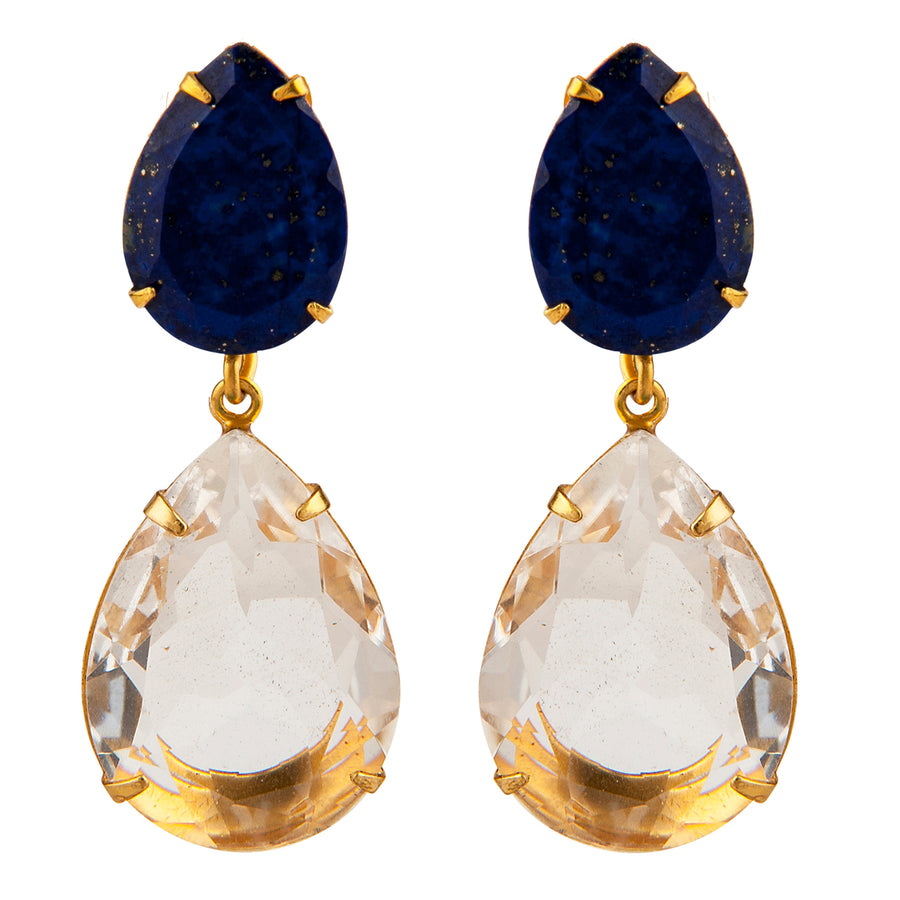 Clear Quartz & Lapis Earrings