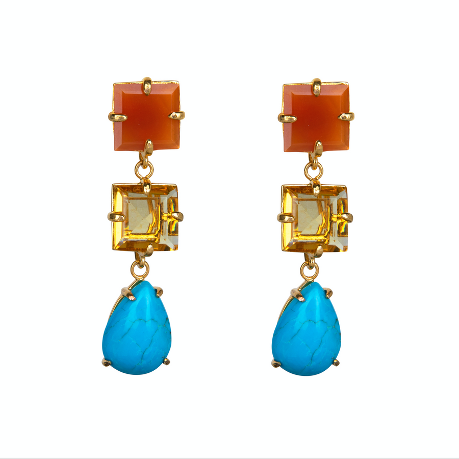 Carnelian, Lemon Quartz & Turquoise
