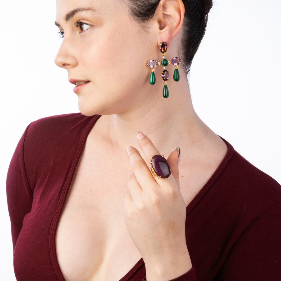 Amethyst & Malachite Earrings